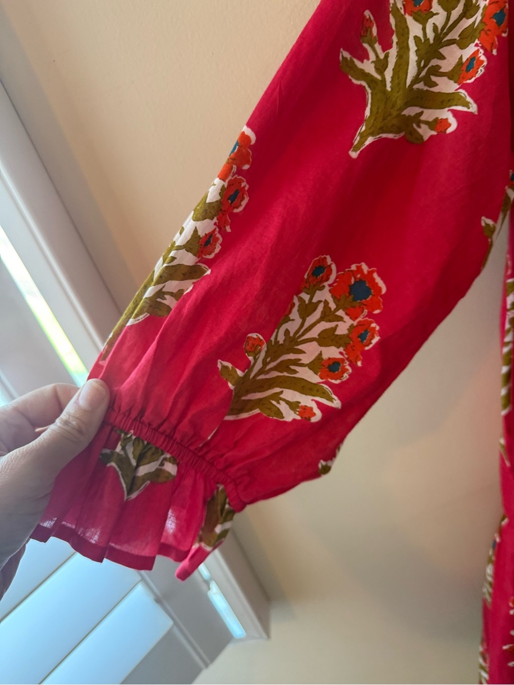 THML blockprint red popover Shift Dress M - Picture 7 of 9
